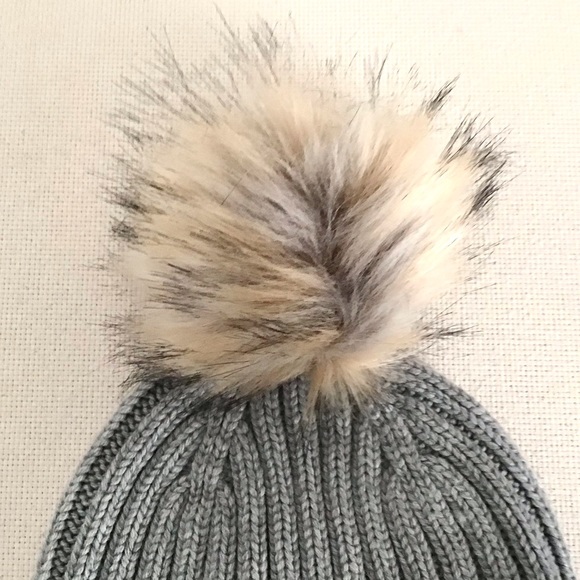 J. CREW Ribbed Beanie With Faux-Fur Pom-Pom - Picture 3 of 7